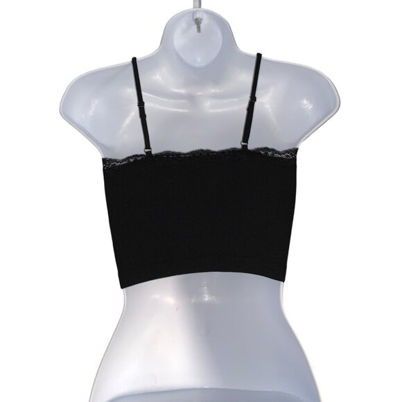 Wild Fable Junior Black Lace Trim Seamless Ribbed Bralette Adjustable Straps XS - Picture 3 of 8